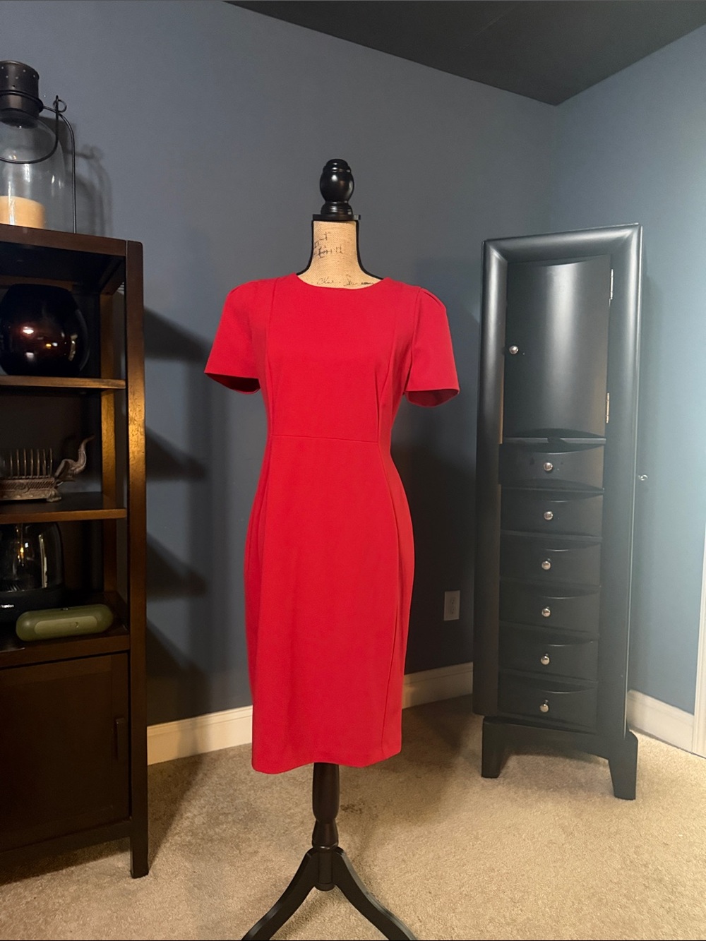 Calvin Klein Red Short-Sleeve Sheath Dress